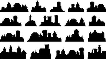 Vector de silueta de castillo antiguo  ai