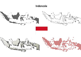 Indonesia outline map set vector ai eps