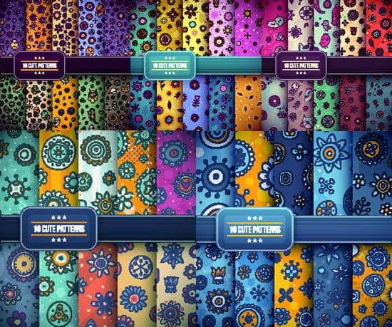 Vector cute pattern set eps