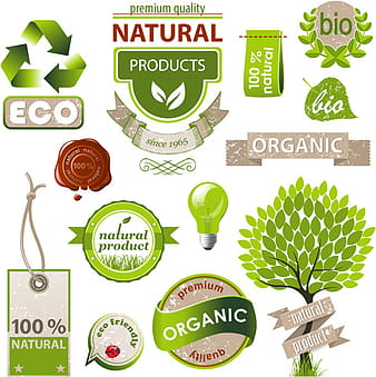 Natural con etiquetas y etiquetas ecológicas eps