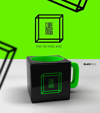 Cube Mug Mockup Freebie psd vector