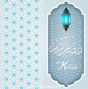 Blue light Ramadan Kareem vector greeting card vector eps