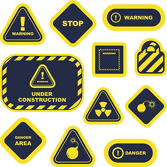 Yellow Warning Signs And Labels  eps vector