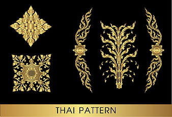 Golden thai ornaments art vector material 10 eps