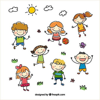 Hand drawn cartoon kids vector ai eps