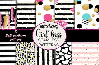 Girl Boss Seamless Patterns