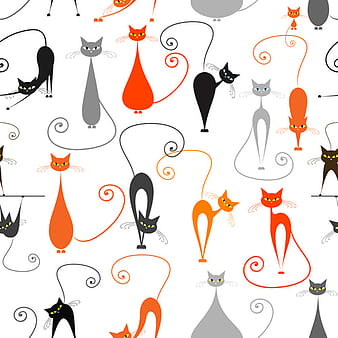 Gráfico de vector de dibujos animados gato de patrones sin fisuras eps