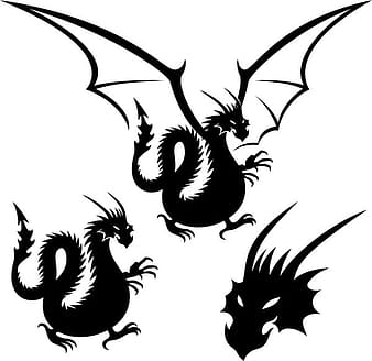 Vector de elemento de tatuaje de dragón eps