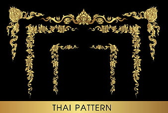 Golden thai ornaments art vector material  eps