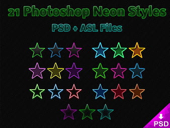 21 Photoshop Neon Layer Styles (set 1) psd vector