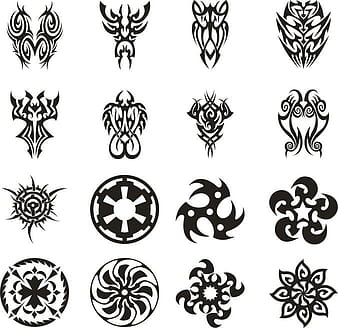 Tatuaje, vector, conjunto, 3 eps