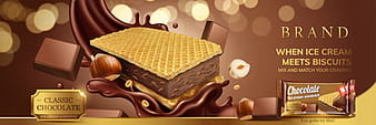 Chocolate Ice cream biscuits poster vector eps