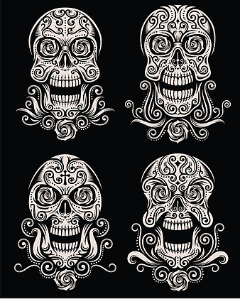 Vector de tatuaje creativo de calaveras ai