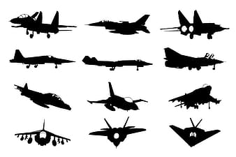 Military plane silhouette vector pack eps ai