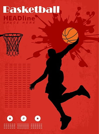 Baloncesto banner plantilla rojo grunge diseño jugador silueta eps ai