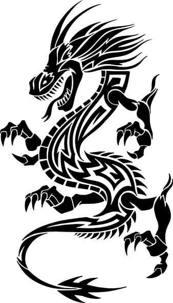 Vector de silueta de patrón en forma de dragón eps