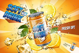 Soft drink lemon poster vector  eps