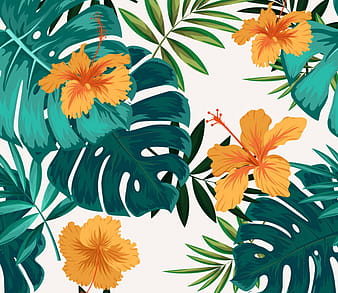 Fondo de naturaleza hibisco deja decoración colorido diseño clásico ai eps