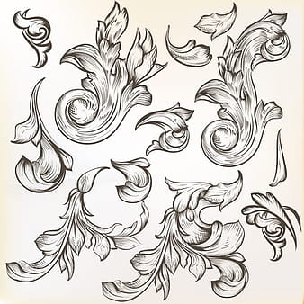Vector de diseño de ornamento floral remolino  ai eps