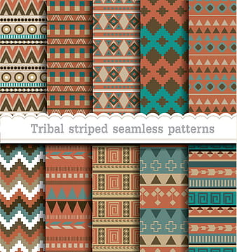 Tribal striped seamless patterns vector material  eps