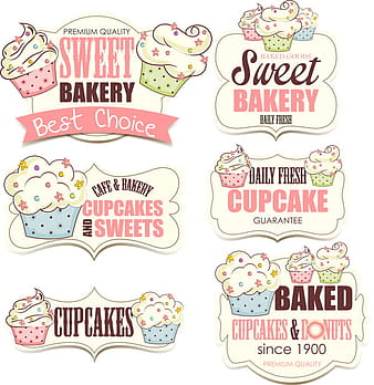 Cupcake sweet bakery labels vector material ai