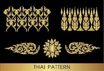 Golden thai ornaments art vector material  eps
