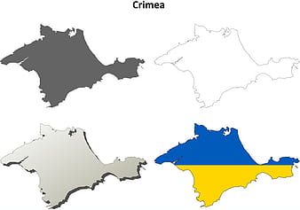 Crimea outline map set - Ukrainian version vector eps ai