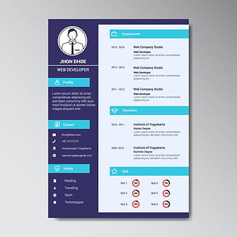 Modern web developer resume template eps vector