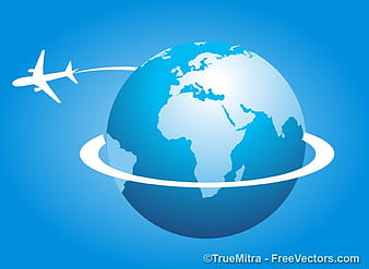 Plane Around the Earth ai vector