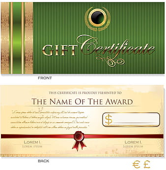 Ornate green gift voucher template vectors
