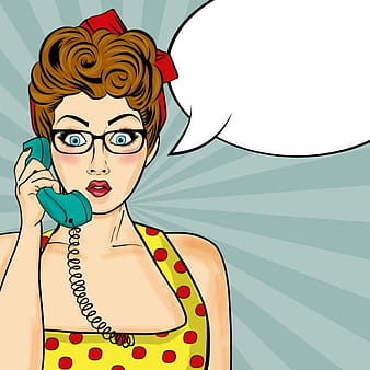 Pop art woman chatting on retro phone comic woman with speech bubble eps ai vector