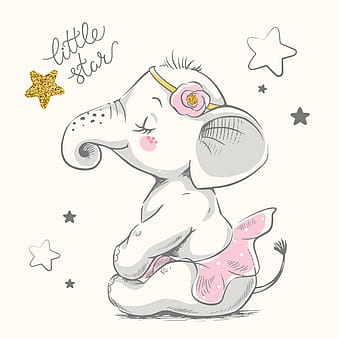 Cute elephant baby cartoon vector  eps