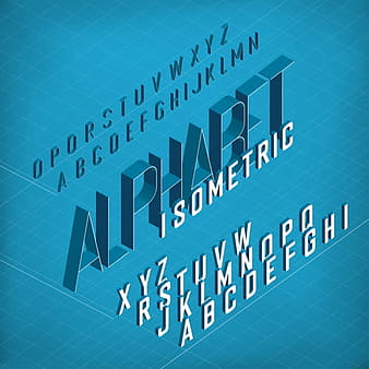 Set of 3D Isometric Alphabet Vector  eps
