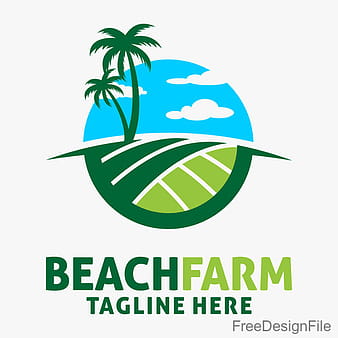 Beach farm logo design vectors eps
