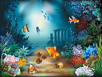 Beautiful underwater world eps vector